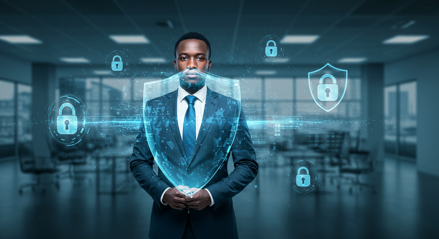 SME owner protected by cybersecurity measures in Africa