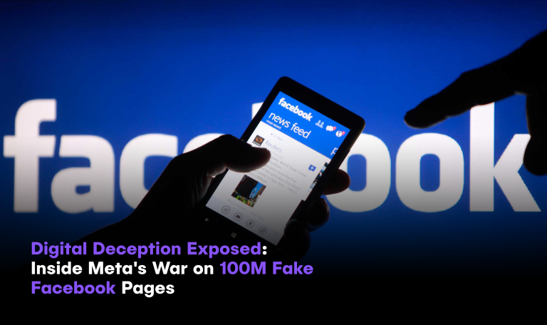 Visual representation of 100 million fake Facebook pages being eliminated from Meta's network infrastructure